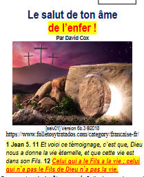 salut01 Le salut de ton âme de l’enfer ! Ce tract est une présentation de la Bible sur la manière d'être sauvé de votre péché.